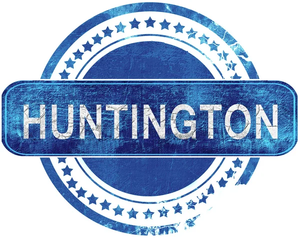 Huntington grunge μπλε σφραγίδα. Απομονωθεί σε λευκό. — Φωτογραφία Αρχείου