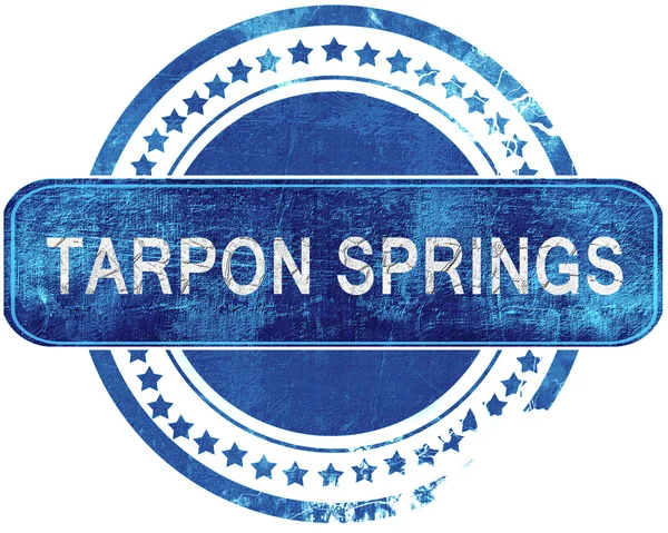Tarpon springs grunge mavi pul. Beyaz izole.