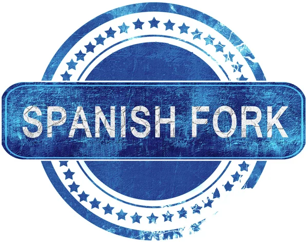 Garfo espanhol grunge selo azul. Isolado em branco . — Fotografia de Stock