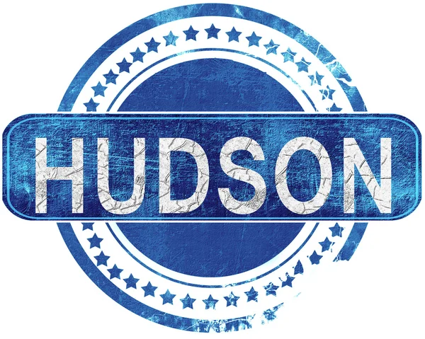 Hudson grunge mavi pul. Beyaz izole.