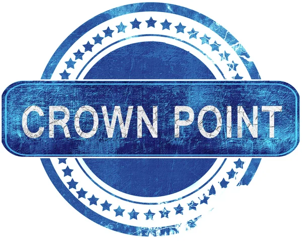 Crown Point Grunge blaue Briefmarke. isoliert auf weiß. — Stockfoto