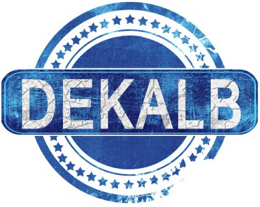 DeKalb grunge mavi pul. Beyaz izole.