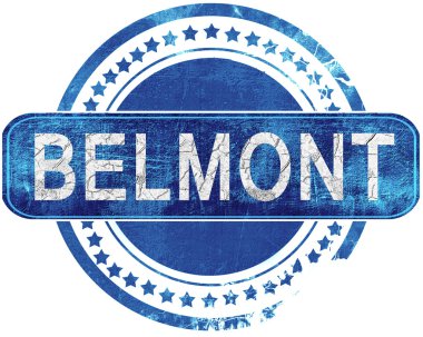 Belmont grunge mavi pul. Beyaz izole.