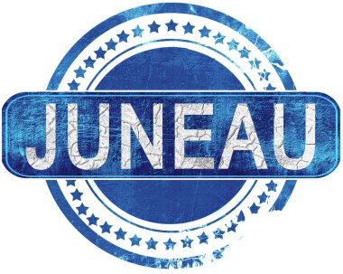 Juneau grunge mavi pul. Beyaz izole.