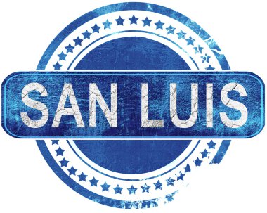 San luis grunge mavi pul. Beyaz izole.
