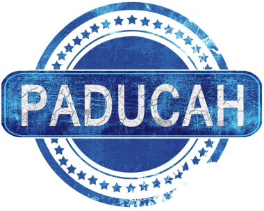 Paducah grunge mavi pul. Beyaz izole.