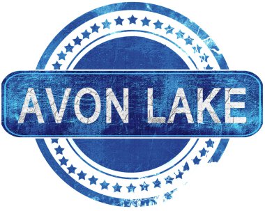 Avon lake grunge mavi pul. Beyaz izole.