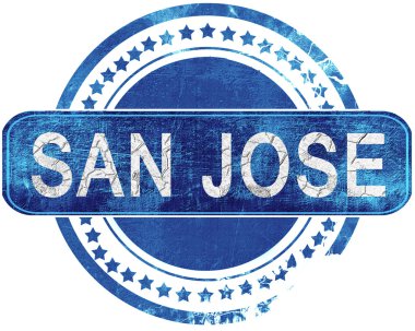 San jose grunge mavi pul. Beyaz izole.