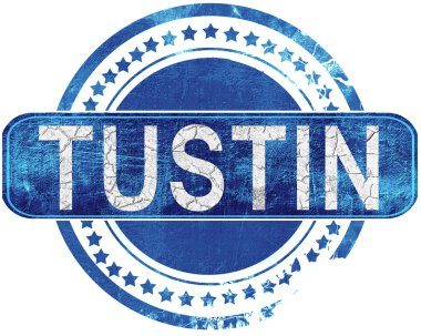 Tustin grunge mavi pul. Beyaz izole.