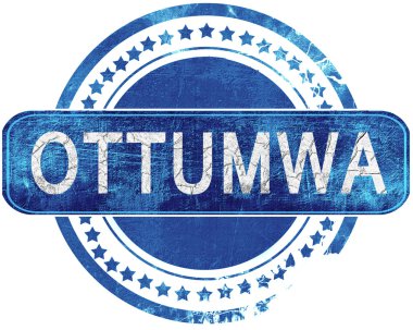 Ottumwa grunge mavi pul. Beyaz izole.