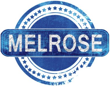 Melrose grunge mavi pul. Beyaz izole.