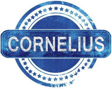 Cornelius grunge mavi pul. Beyaz izole.