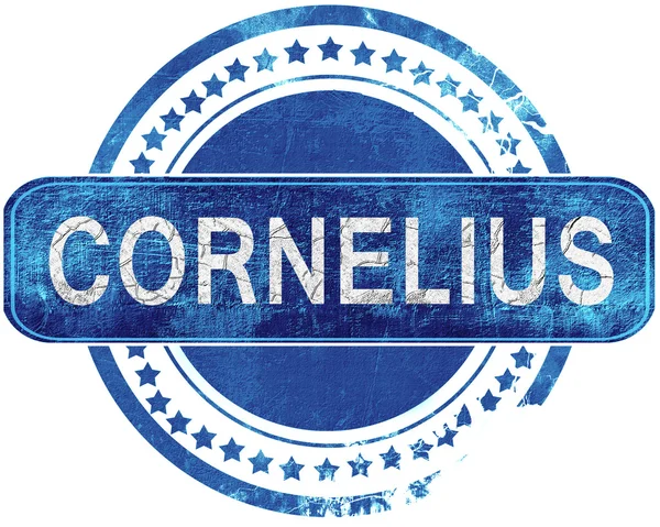 Cornelius grunge mavi pul. Beyaz izole.