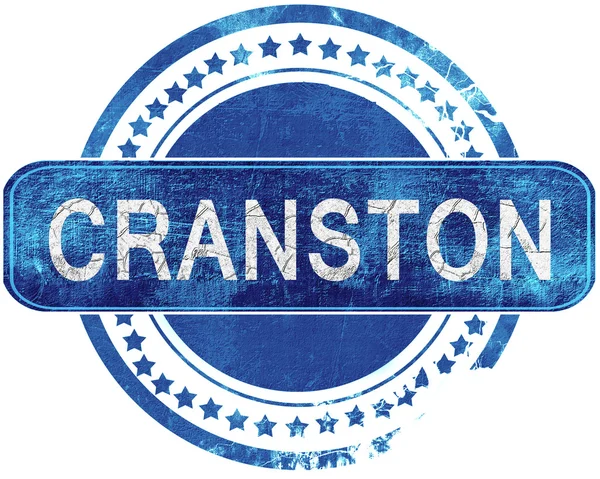 Cranston grunge mavi pul. Beyaz izole.