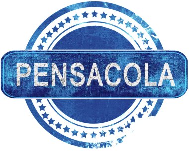 Pensacola grunge mavi pul. Beyaz izole.