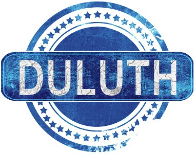 Duluth grunge mavi pul. Beyaz izole.