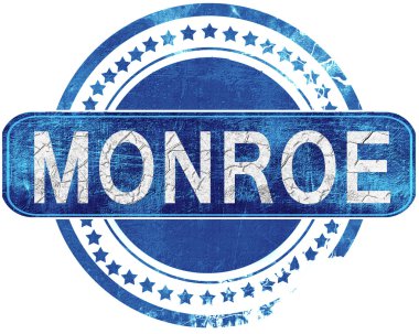 Monroe grunge mavi pul. Beyaz izole.