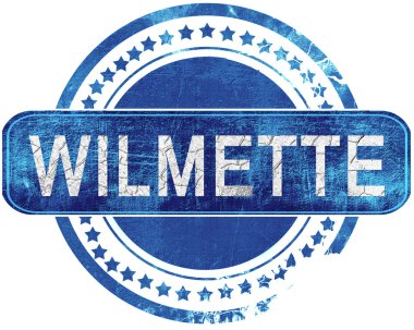 Wilmette grunge mavi pul. Beyaz izole.