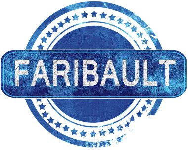 Faribault grunge mavi pul. Beyaz izole.