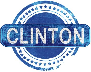 Clinton grunge mavi pul. Beyaz izole.