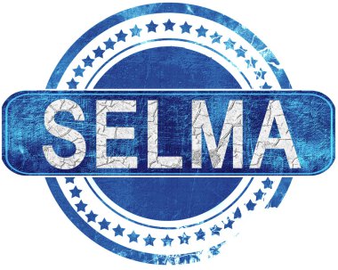 Selma grunge mavi pul. Beyaz izole.