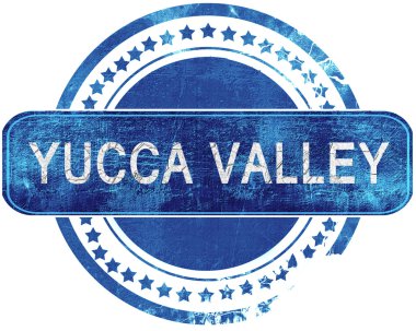 Yucca valley grunge mavi pul. Beyaz izole.