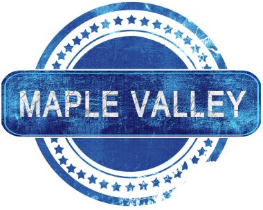 Maple valley grunge mavi pul. Beyaz izole.