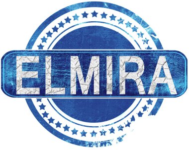 Elmira grunge mavi pul. Beyaz izole.