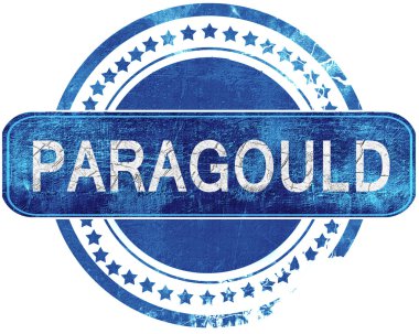 paragould grunge mavi pul. Beyaz izole.