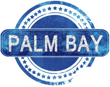 Palm bay grunge mavi pul. Beyaz izole.