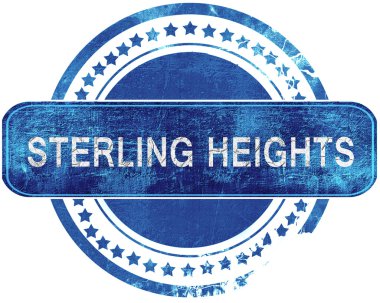 Sterling heights grunge mavi pul. Beyaz izole.