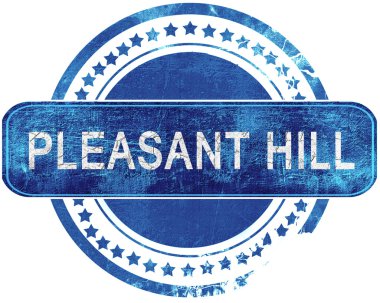 Pleasant hill grunge mavi pul. Beyaz izole.