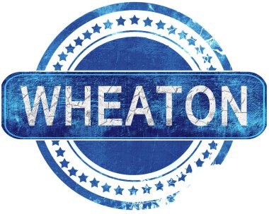 Wheaton grunge mavi pul. Beyaz izole.