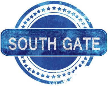 Güney kapısı grunge mavi pul. Beyaz izole.