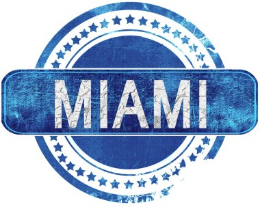 Miami grunge mavi pul. Beyaz izole.