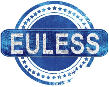 Euless grunge mavi pul. Beyaz izole.