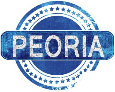 Peoria grunge mavi pul. Beyaz izole.