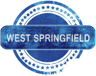 Batı springfield grunge mavi pul. Beyaz izole.
