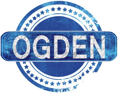 Ogden grunge mavi pul. Beyaz izole.