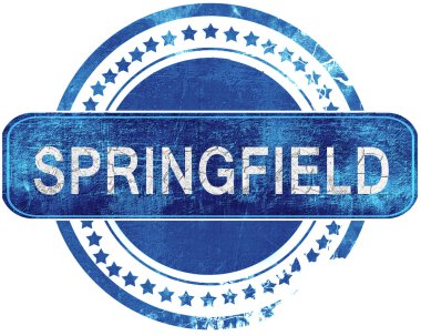 Springfield grunge mavi pul. Beyaz izole.