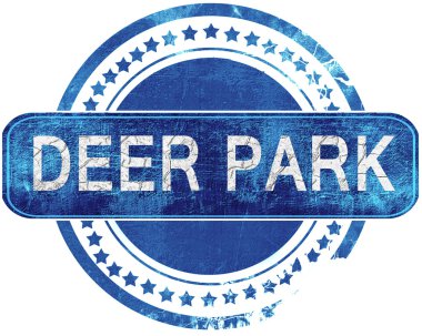 Deer park grunge mavi pul. Beyaz izole.