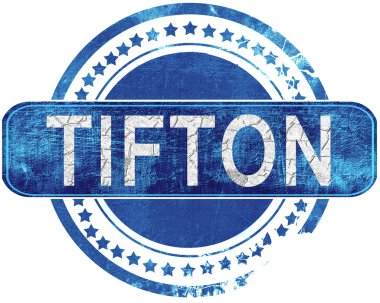 Tifton grunge mavi pul. Beyaz izole.