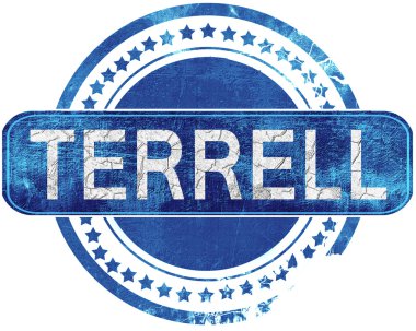 Terrell grunge mavi pul. Beyaz izole.