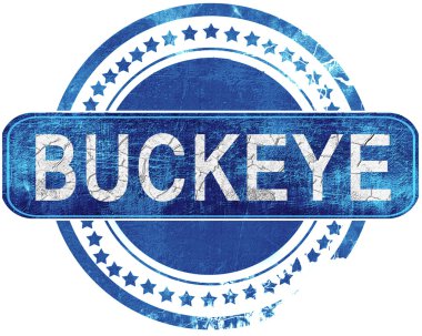 Buckeye grunge mavi pul. Beyaz izole.