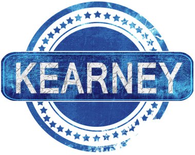 Kearney grunge mavi pul. Beyaz izole.