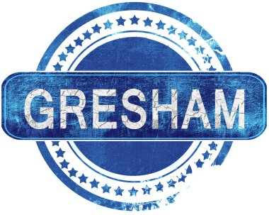Gresham grunge mavi pul. Beyaz izole.
