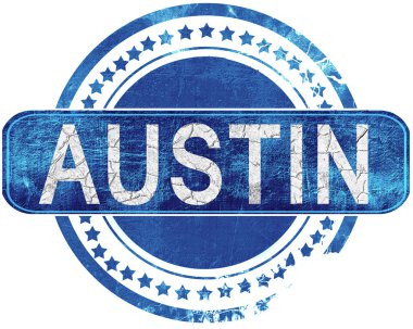 Austin grunge mavi pul. Beyaz izole.