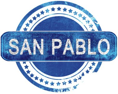 San pablo grunge mavi pul. Beyaz izole.