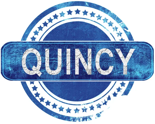 Quincy grunge mavi pul. Beyaz izole.