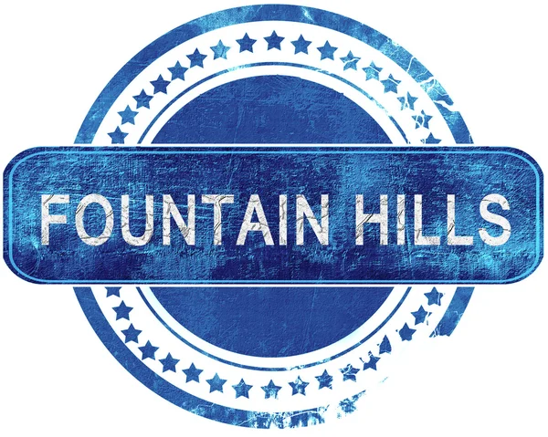Fountain hills grunge mavi pul. Beyaz izole.